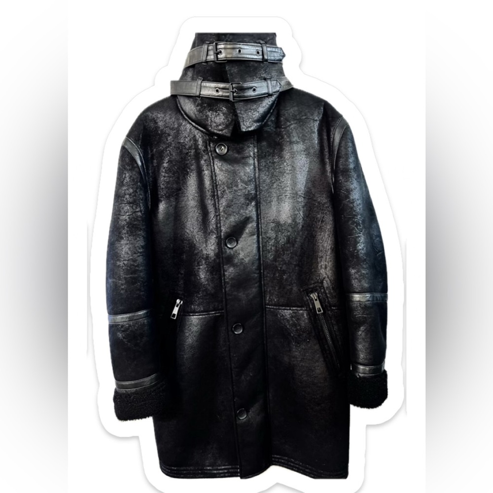 ZARA • BLK AVIATOR • FAUX SUEDE COAT•